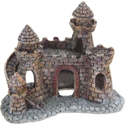 Hot Aquarium Resin Artificial Castle Decoration Fish Tank Ancient Castle Tower House Ornaments Shelter Rock Cave For Fish Shrimp
