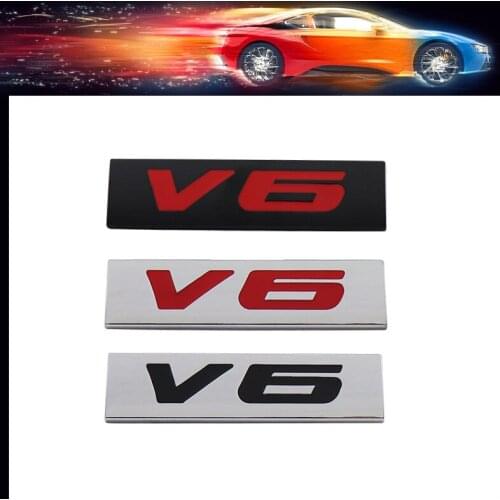 Premium V6 V 6 car Engine Hood Fender trunk Tail Rear Bonnet Nameplate Decal Emblem Badge Sticker for Universal
