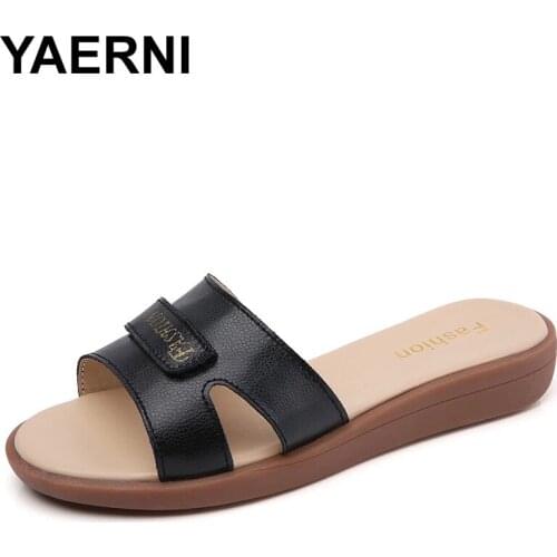 YAERNI Simple Casual Slippers Light Flat Bottom Women Sandals Comfortable Women Shoes Fashion Solid Color Women Shoes