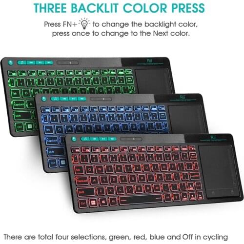 Rii K18 Plus 2.4GHz Wireless Keyboard Touchpad Mouse Multi-Touch Multimedia Keyboard for Android TV PC Notebook