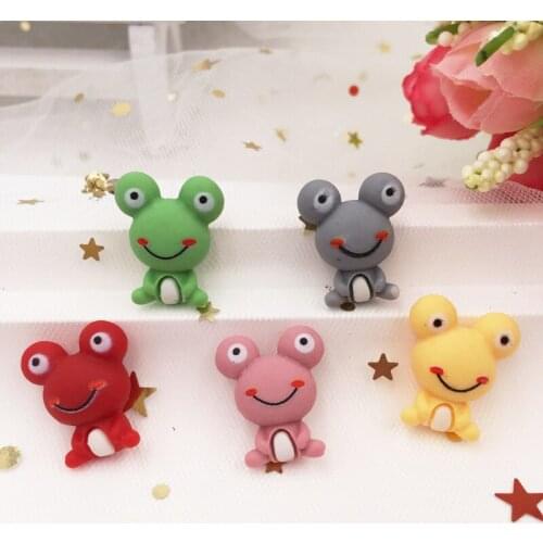 Hand Painted Resin Kawaii Colorful 3D Frog Flatback Cabochon Stone 50PCS Scrapbook DIY Decor Home Figurine Crafts