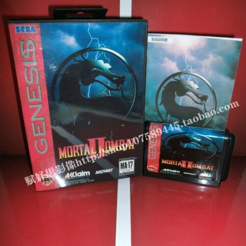 Sega MD game - Mortal Kombat 2 II with Box and Manual for 16 bit Sega MD game Cartridge Megadrive Genesis system
