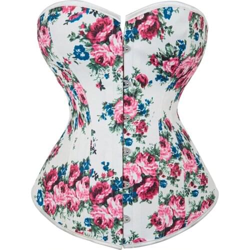 Sexy Womens Victorian Jacquard Boned Lace Up Waist Training Cincher Overbust Corset Bustier Floral Lingereie New Arrival