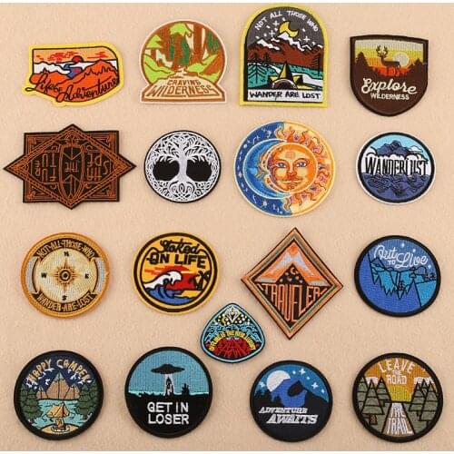 High Quality Round Plant Landscape Pattern Patch Stickers DIY Fashion Clothing Decoration Embroidery Cloth Stickers