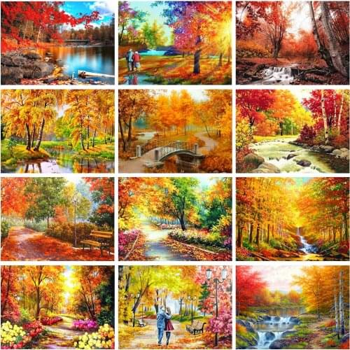 Wen Zuan Full Square Diamond Painting 5D Landscape fall Diamond Embroidery Sale Mosaic Art Cross Stitch Home Decor Gift 30x40cm