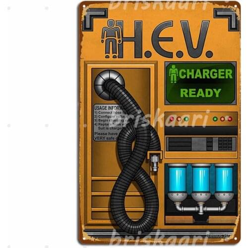 Half Life Hev Charger Metal Signs Retro Pub Garage Cinema Living Room Metal Posters
