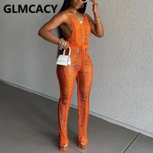 Women Plus Size Sleeveless Mesh See Through Sexy Jumpsuits