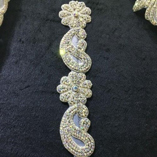 1pcs/pack gorgeous AB color crystal rhinestone applique hotfix flower trimmings for women dress ornaments DIY crafts supplies