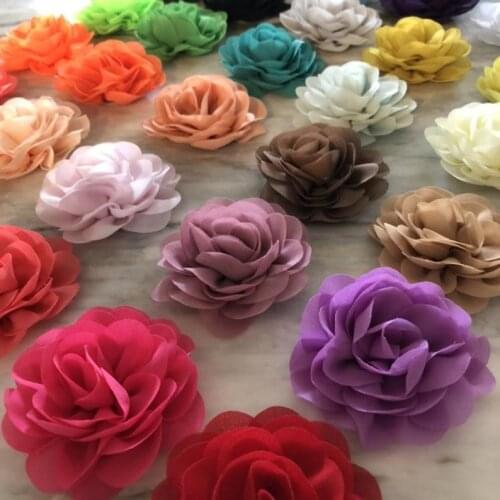 10 pcs colorful Soft Fabric Roses 3.5 inches, Chiffon Roses, DIY Baby Headbands Fabric Flower Heads, Craft Supplies Dress Flower