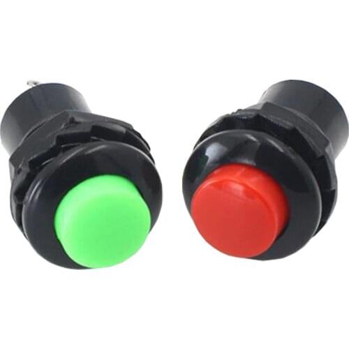10 PCS 12MM Small Round Button DS-313 2 Pin Reset without Lock, Jog Power Button Switch Red/Green
