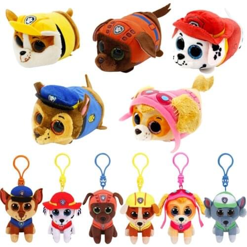 10CM Ty Paw Everest Rocky Marshall Rocky Zuma Chase Skye Tracker Rubble Dog Team Keychain Clean Plush Doll Toy Birthday Kid Gift