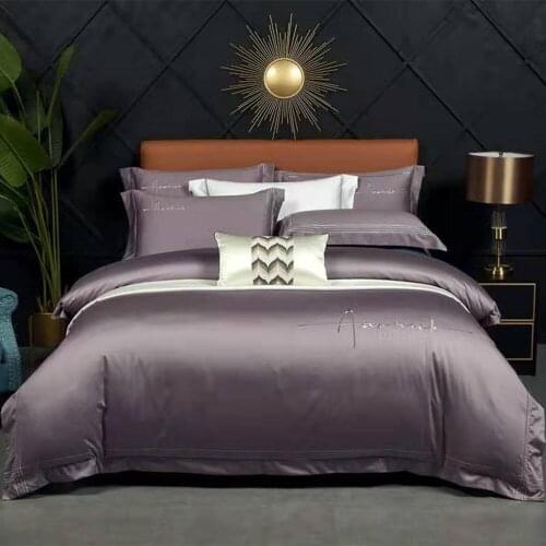 100s imported horse cotton four piece set high grade light luxury embroidery set all cotton bedding