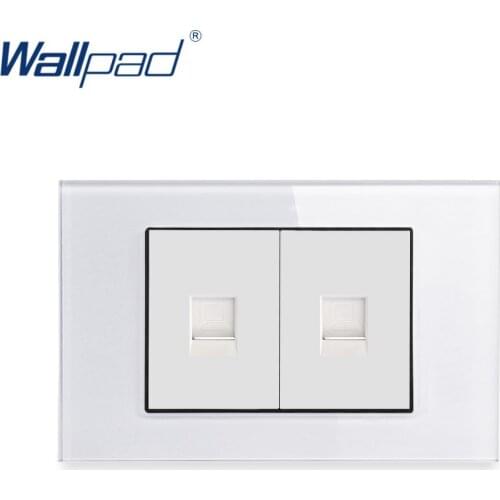 2 DATA RJ45 Computer Ethernet Socket Wallpad Luxury Tempered Glass Panel Electric Wall Socket Weak Electricity Outlets For Home