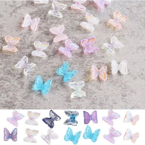 5G/8pcs 3D Blue Pink Purple Resin Butterfly Nail Decoration Accessories Color Magic Butterfly Decoration Nail Art Accessories