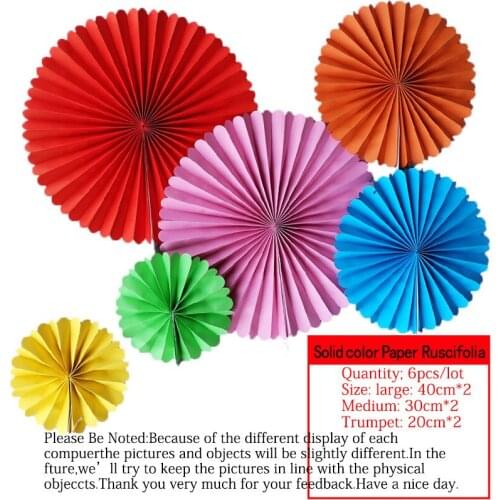 6pcs/lot Solid color Cheap Paper Fans For Wedding Tissue Paper Fans Flowers Birthday Party Holiday Supplies Wedding Favors