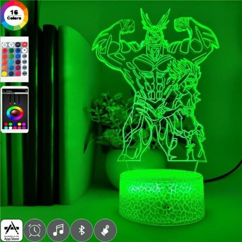 Anime 3D LED Night Light Illusion Night Light My Hero Academia All Might Novelty Table Lamp Boys Toys Birthday Xmas Gift App Con