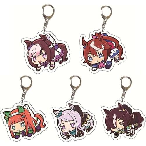 Anime Umamusume: Pretty Derby Keychain Silence Suzuka Special Week Tokai Teio Gold Ship Cartoon Figures Pendant Toy Key Chain