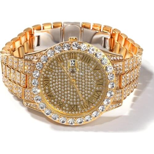 Men Watch Sliver Gold Mens Watches Top Brand Luxury Diamond Bracelet Stainless Steel Quartz Wristwatch Business Clock