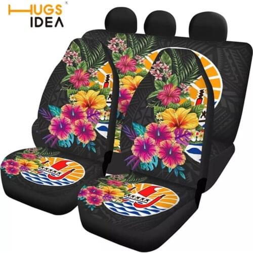 Hatihi Island Universal Auto Front and Rear Seat Cover Polynesian Flower Design Soft Car Seat Cover Protect Car Scratch