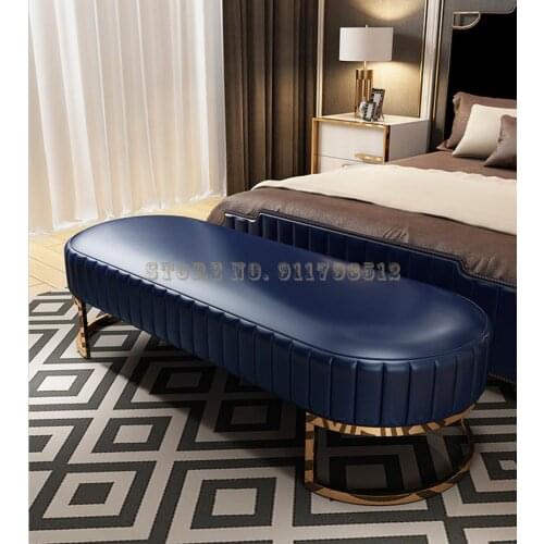 European style shoe changing stool bed end stool modern light luxury iron leather sofa hallway bedroom bed end bench rest stool