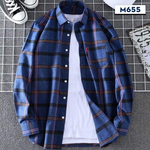 Shirts Flannel Mens Plaid Shirt 100% Cotton Slim Fit Spring Autumn Male Brand Casual Long Sleeved Shirts Soft Comfortable Coat