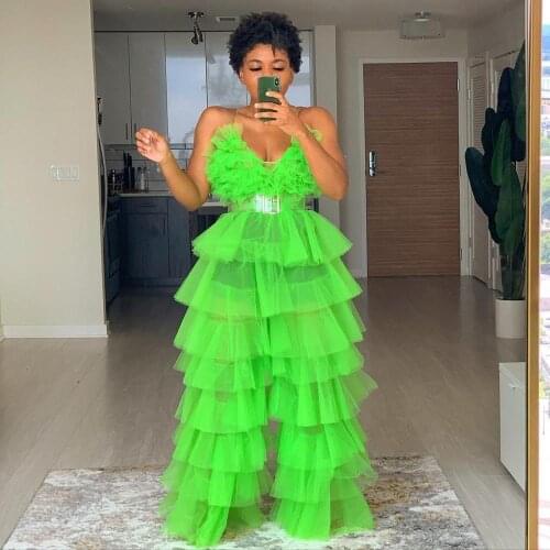 Unique Women Two Pieces Tulle Tops And Pants Party Cocktail Prom Separates Women Long Tulle Pants Ruffled Tulle Tops