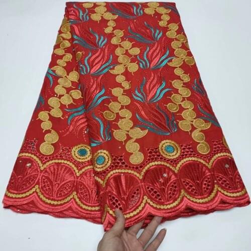 Hot sale African hand cut Swiss Voile Lace with stones for wedding Dubai Fabric 100%Cotton Embroidety Dry Swiss Lace 5Yards