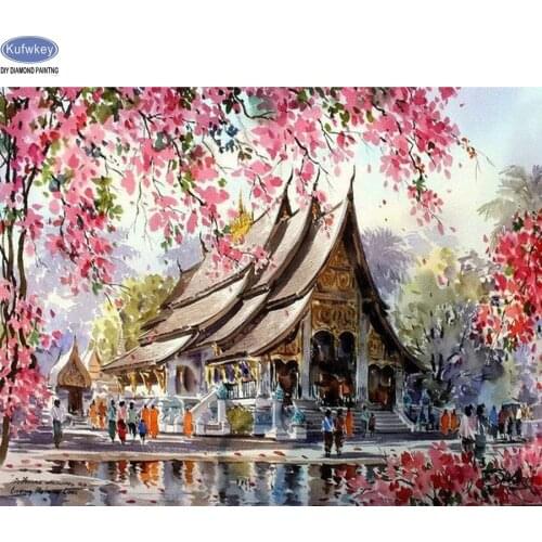 Hobby,5D,diy,Diamond Painting,sakura,house,Cross Stitch,Full,Diamond Embroidery,5d Diamond,Mosaic,pattern,beaded embroidery,art