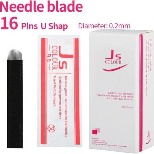 50pcs White/Black 0.20mm Microblading Needles for Tattoo Lamina Tebori 16/18 U Shape Permanent Makeup Needle Blade
