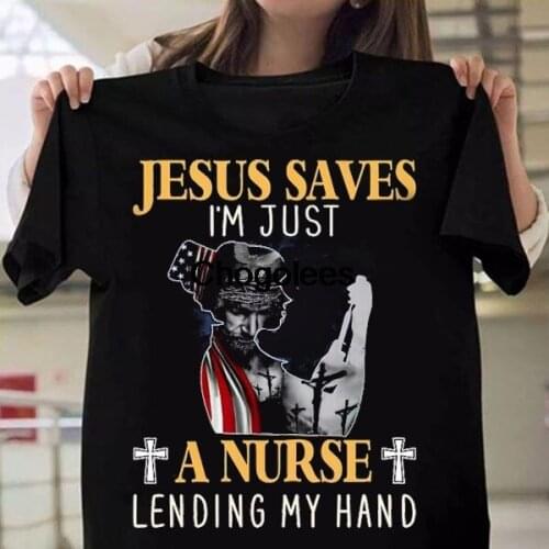 American Flag Cross Jesus Saves I’m Just A Nurse Lending My Hand