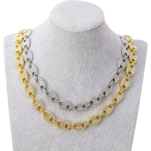 Hot Selling Pop Hip-Hop Necklace Alloy Full Diamond Cuban Bracelet Necklace Fine Jewelry For Unisex