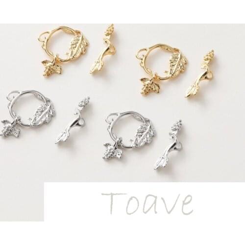 Leaf grape OT connection buckle gold-plated copper real gold DIY bracelet necklace connection accessories