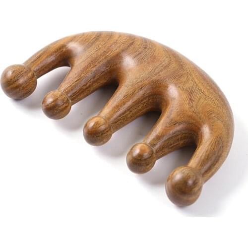 5 Teeth Wide Guajacwood Head Meridian Mini Hair Comb Sub-Ebony Massage Tool Massage Comb Hair Brush Hair Styling