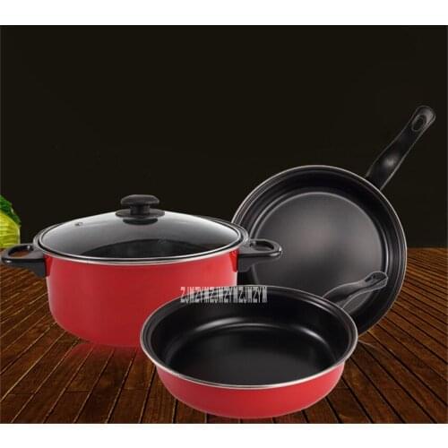 New Arrival Three-piece Pot Set Soup Pot Colorful Non-stick Cookware Sets Promotional Activities Gifts With One Pot Cover Hot