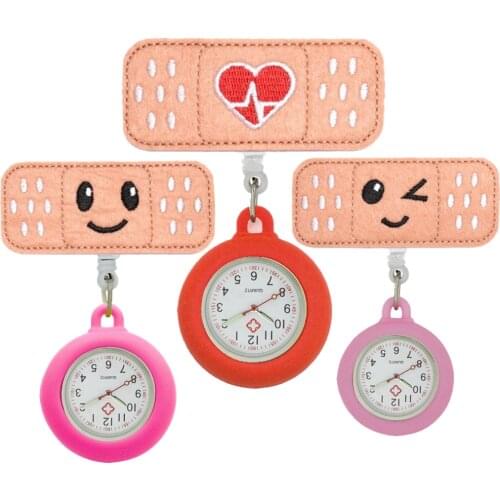 Soft felt cloth smile heartbeat badge reel nurse doctor Retractable silicone pocket watches colourful gift for hospital medical