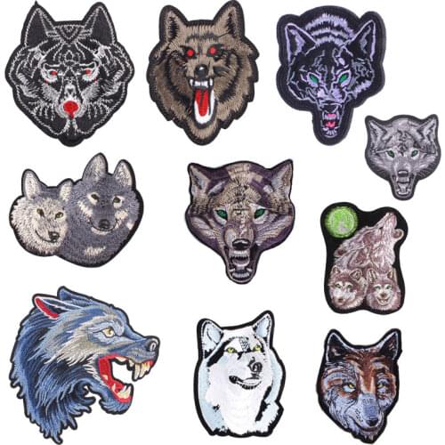 Wolf Head Iron on Patches for Clothing DIY Embroidery Stripe on Clothes Animal Sequin Applique Badge Applique Cloth Fabric Craft