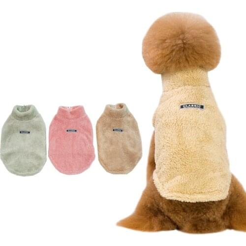 Autumn And Winter Pet Clothes With Plush Thick High Collar Solid Color Dog Cashmere Coat Dog Coat Two - legged Clothing