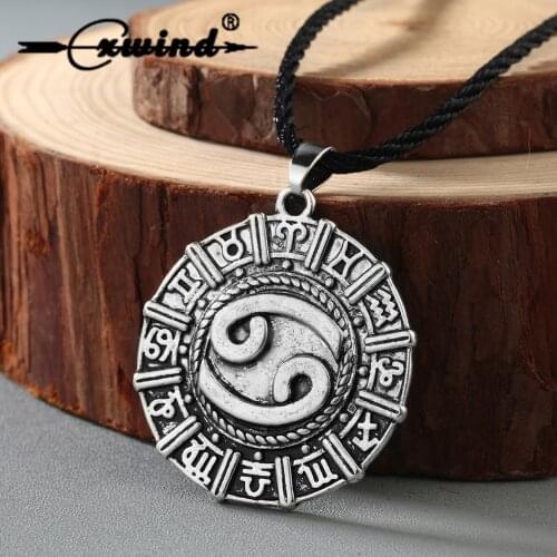 Cxwind Cancer Karkat Slavic Runes 12 Zodiac Constellation Necklaces Birthday Pendant Astrology Star Necklace Horoscope Jewelry