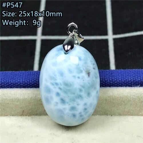 Natural Blue Larimar Pendant Jewelry For Women Men 21x6mm Round Beads Dominica Crystal 925 Silver Water Pattern Gemstone AAAAA