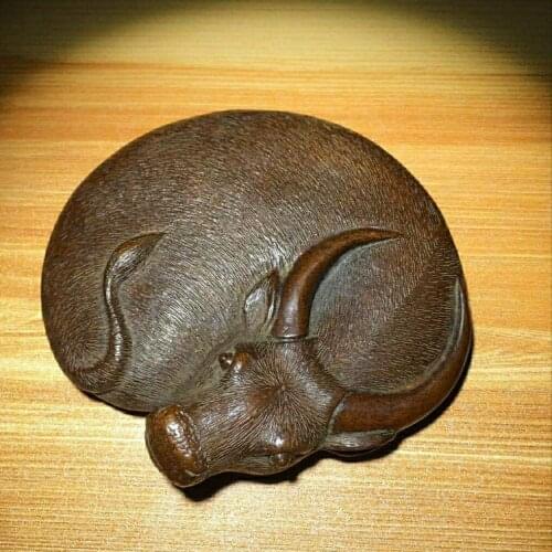 Rare Qing Dynasty(QIANLONG)copper cow statue,Free shipping