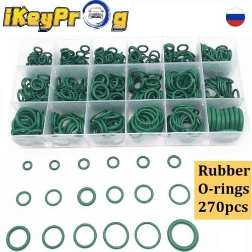 270PCS Rubber O-rings R22/R134a Air Conditioning Repair Compressor Seal 18 Sizes O-ring Kit Green Metric Rubber O-rings Seals