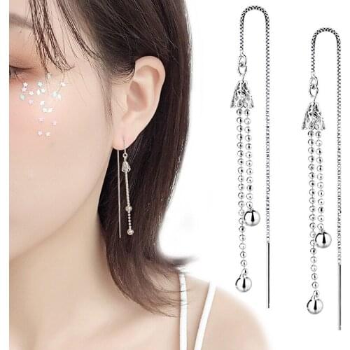 SHUANGR Tassel Eardrop Ball Long Chain Earrings Simple Natural Gift For Women Wedding Statement Jewelry Pendientes