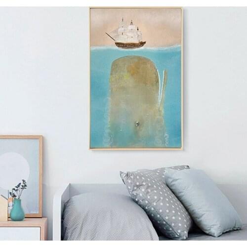Nordic Art Poster and Prints Canvas The Whale Arts Painting Animal Pictures Animation Home Wall Picture Printed On Canvas