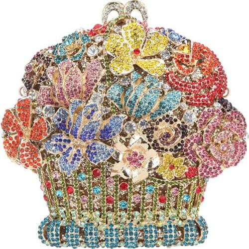 Bags for Women Dazzling gold Flower Crystal Clutch Evening Purse Bag Womens Formal Dinner Handbag Wedding Bridal clutch Purse