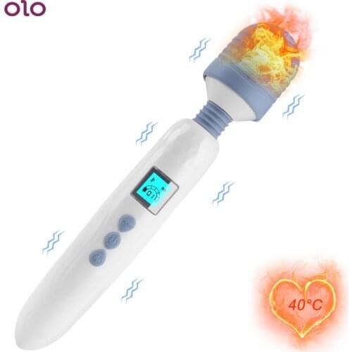 OLO Clitoris Stimulate Female Masturbation Massager 36 Speed LCD AV Stick Vibrator Heated G Spot Vibrator Magic Wand