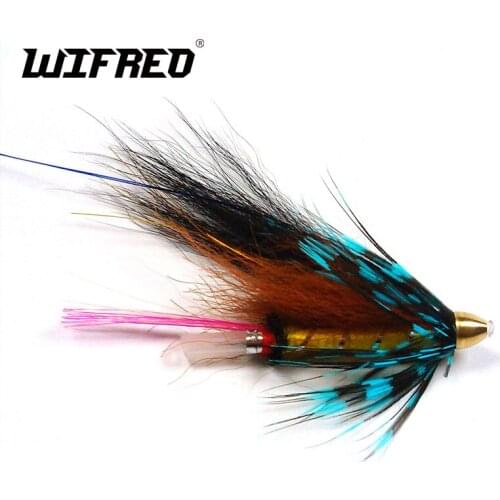 Wifreo 20PCS Conehead Tube Flies for Salmon Trout And Steelhead Fly Fishing Blue Grizzly Orange & Black Color