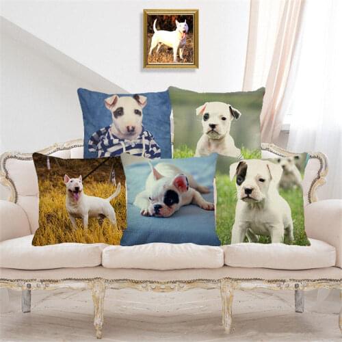 XUNYU Cute Pet Mini Bull Terrier Cushion Cover for Children Decorative Cushion Cover for Home Sofa Car Decor Throw Pillowcase