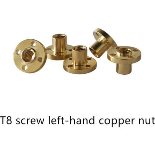 3D Printer CNC Parts Copper Nut T-type Stepper Motor Trapezoidal Lead Screw T8 left-hand 8MM Thread 2mm lead 8mm Nuts