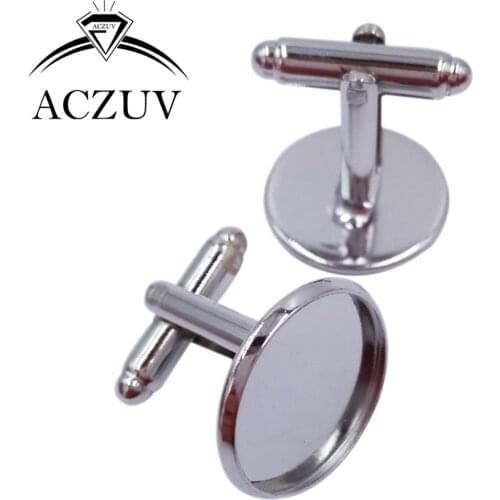 100pcs Rhodium Plated Cufflink Blanks 10mm 12mm 14m 16mm 18mm 20mm 25mm Round Bezel Cufflinks Base Cabochon Setting RCL006