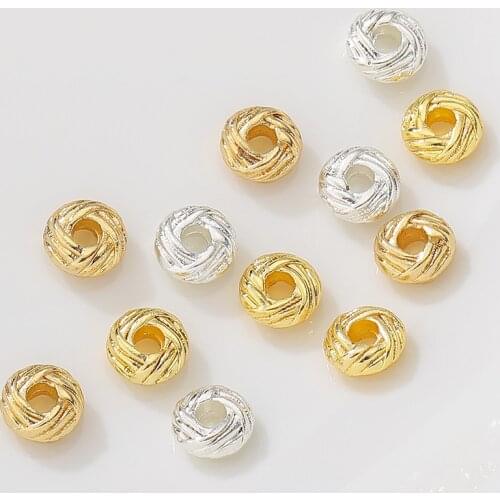 Zinc Alloy 14K Plated Gold Silver Pineapple Knot Loose Beads 10pcs For DIY Fashion Bracelet Jewelry Making Accessories